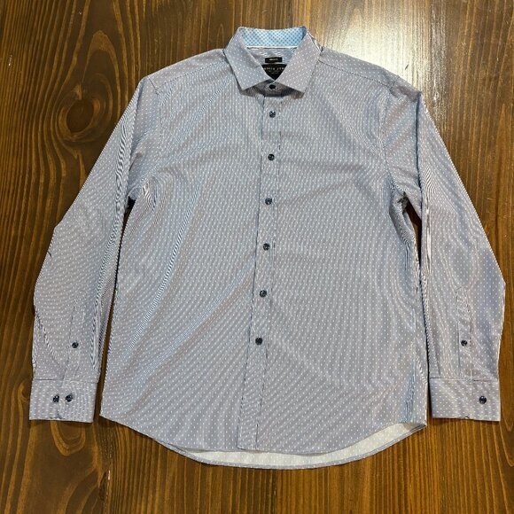 👔‎ Pronto Uomo Dress Shirt Blue Large Long Sleeve Modern Fit Business Casual - Picture 1 of 6